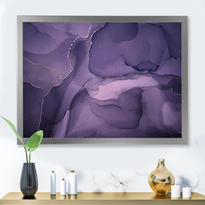 «Mauve et gris», nuages d'encre de marbre II - peinture sur toile