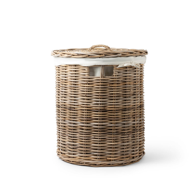 Rattan Laundry Basket, 20" H x 22" W x 22" D