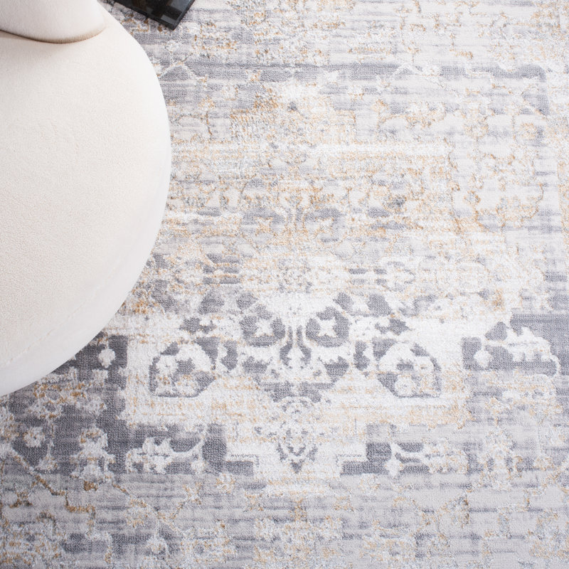 Amilie Oriental Gray/Gold Area Rug, Runner 2'2" x 9'