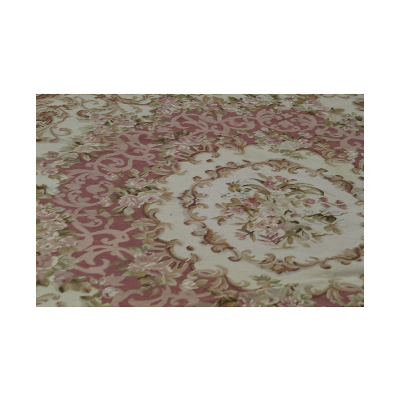 Hand-Knotted High-Quality Rose and Ivory Round Area Rug