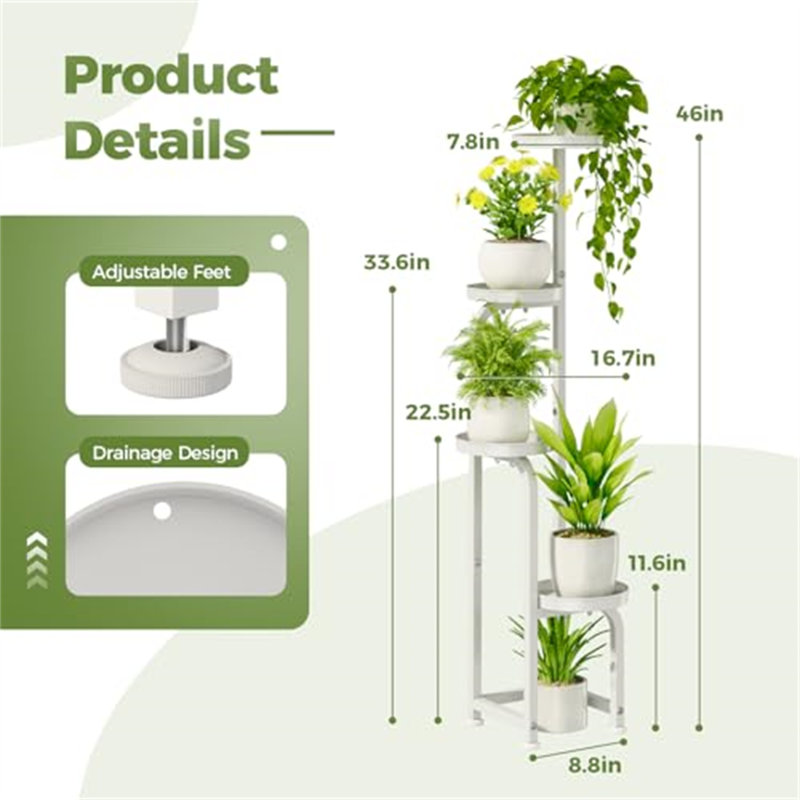 Support de plante d'angle pour pots multiples - Maximisez votre espace intérieur et extérieur - Blanc mat, Blanc mat
