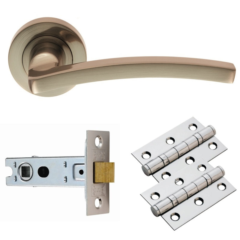 Gamal Latch Door Handle, Satin Nickel