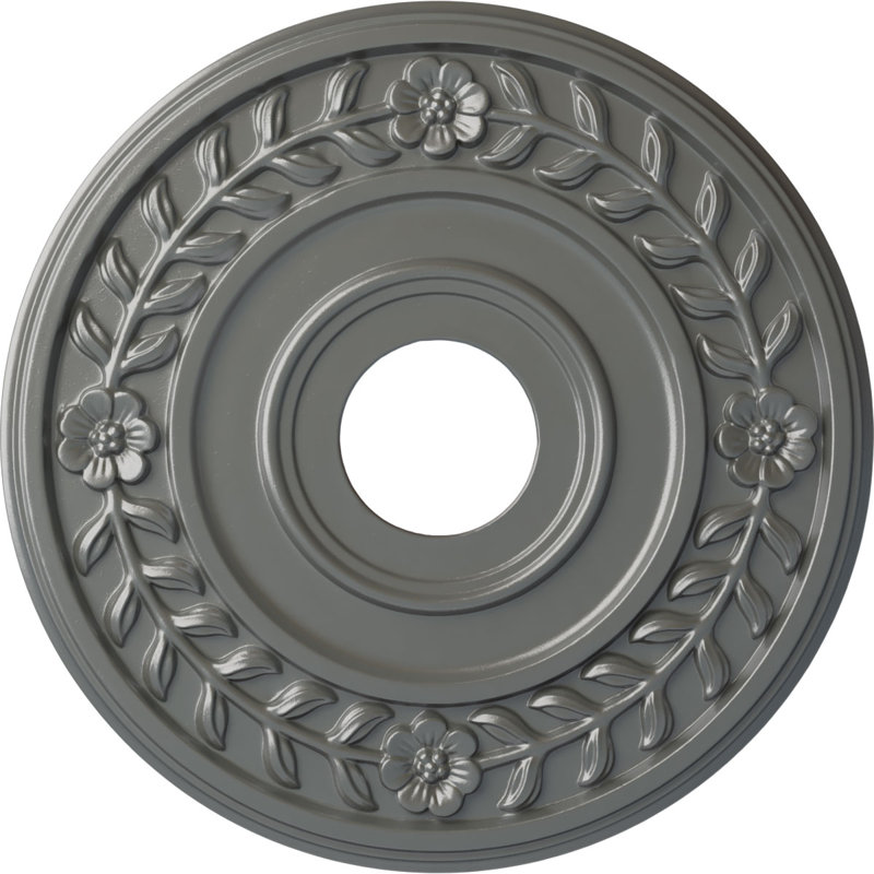 Médaillon de plafond Endurathane Tyrone, DO 16 1/8 po x P 3/4 po (convient aux auvents jusqu'à 6 3/4 po), finition perle noire peinte à la main