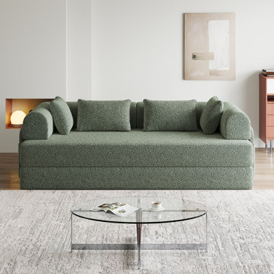 Cozyon Contemporary Minimalist Futon Sofa Bed With Chenille Fabric And High-Density Foam by Ebern Designs