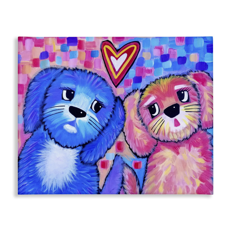 "Vivid Blue Puppy Love", art mural par Nettie Price, H 36 po x l 48 po