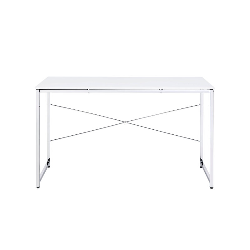 Rectangular White Table With 43.75 Lb Weight And Cross Bar & Work Desk Metal Frame 4 In Package Height