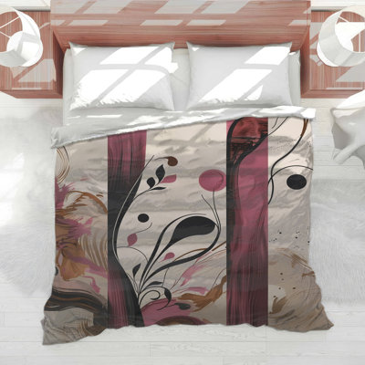 Abstract Floral Stripes Comforter