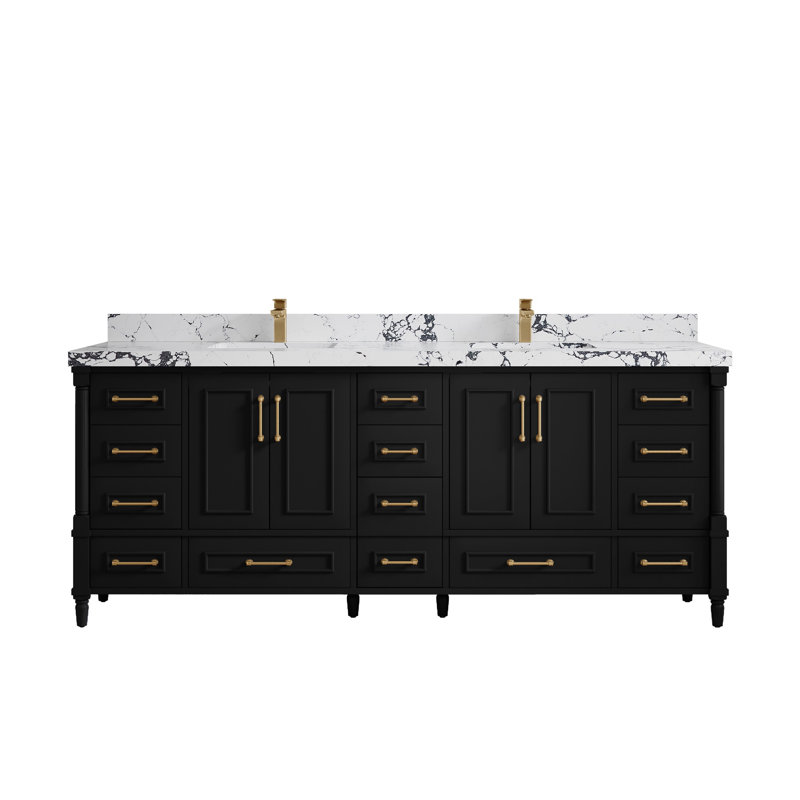 Aberdeen Bathroom Vanity, 2 IN Viola Night, Carrara Marble