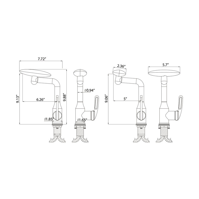 180° Rotatable Bathroom Vanity Faucet 1 Hole, 9.88" Single Handle Sink Faucet Bathroom with 2 Water Outlet Modes