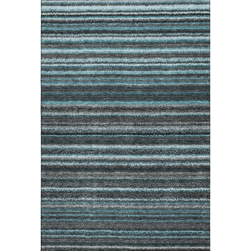 Tapis bleu sarcelle lavable à la machine Premium Cerrito AMF598, Rectangulaire 8 pi x 10 pi