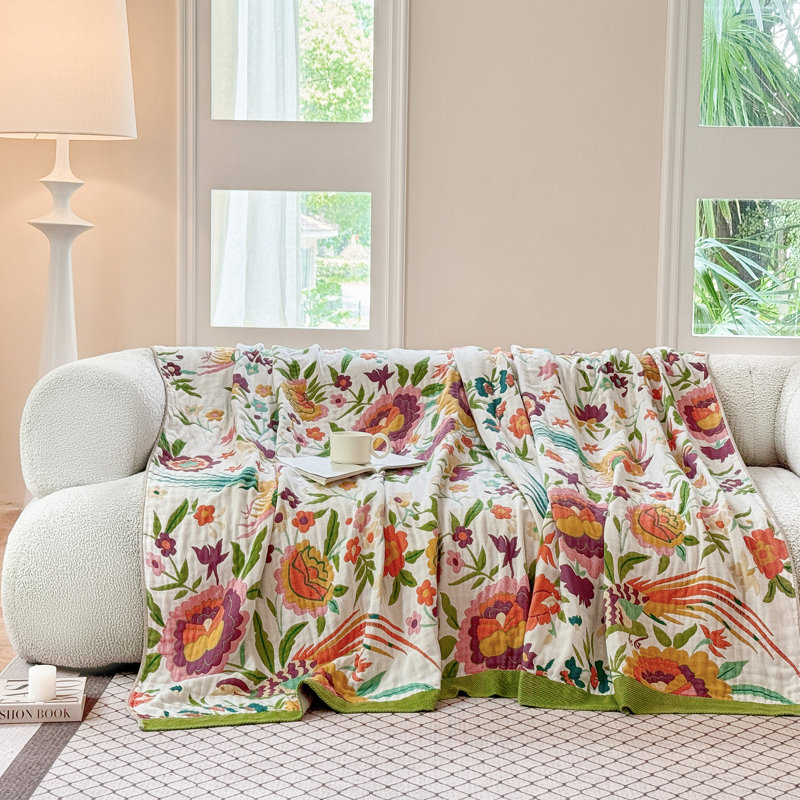 Cotton Blanket - Yarn Dyed Jacquard Folded Hem, Twin