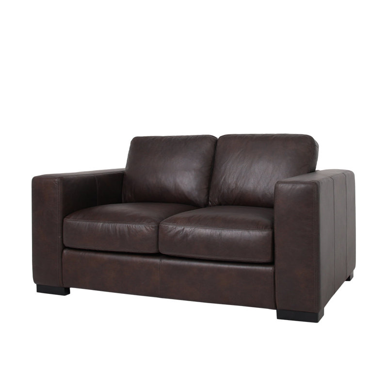 Argento Leather Love Seat , Dark Brown