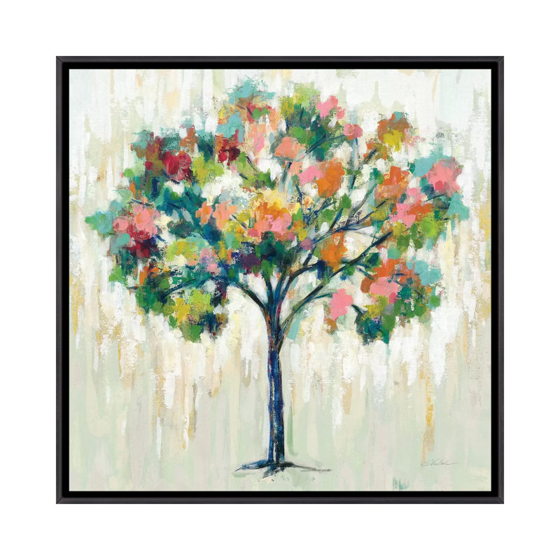 «Blooming Tree Neutral» par Silvia Vassileva - impression, Distressed Black Framed, H 26 po x l 26 po x P 1,5 po, Aucun mat