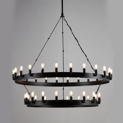 Quinnwood 30 - Light Dimmable Wagon Wheel Chandelier