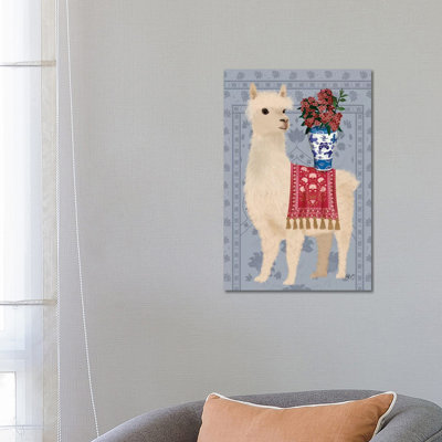 Llama Chinoiserie 2 by Fab Funky - Wrapped Canvas Gallery-Wrapped Canvas Giclée