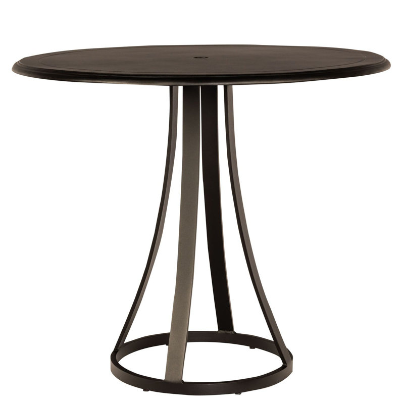 Round Bar Height Umbrella Table, Textured Black