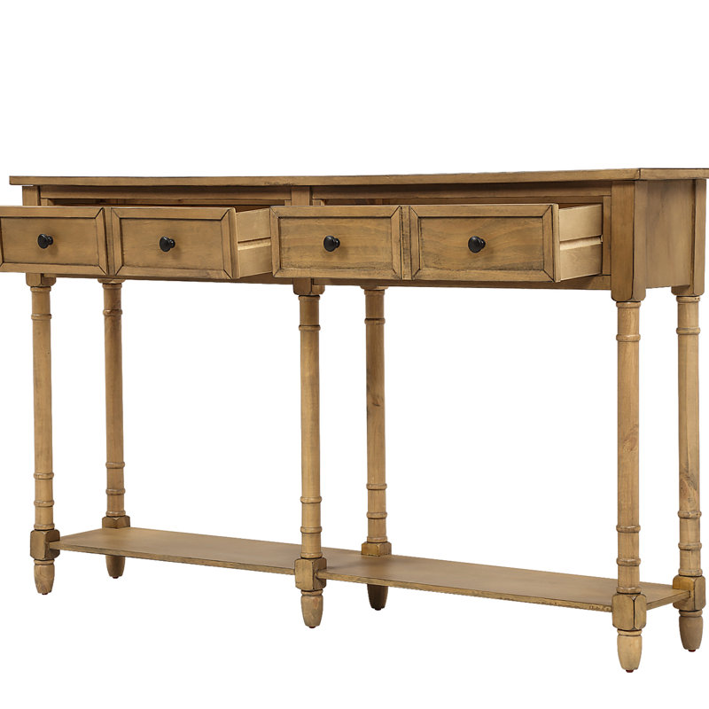 Console de salon avec rangement de tiroir au look élégant, Bois de pin vieilli