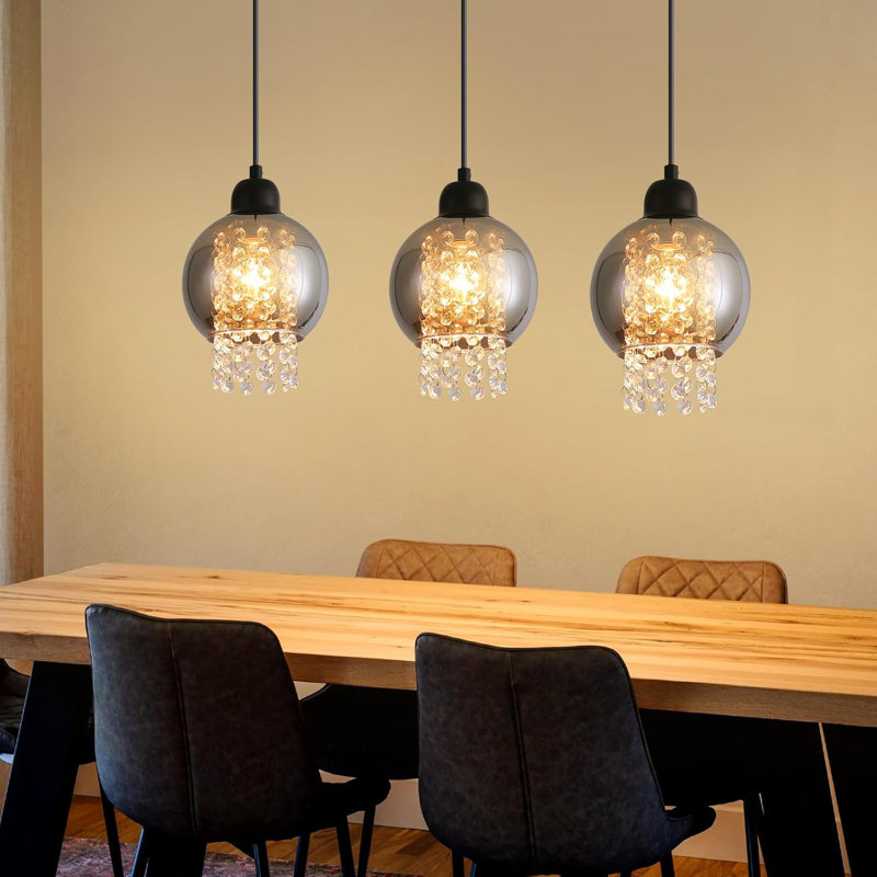 3 - Light Ceiling Pendant Light Black Cylinder