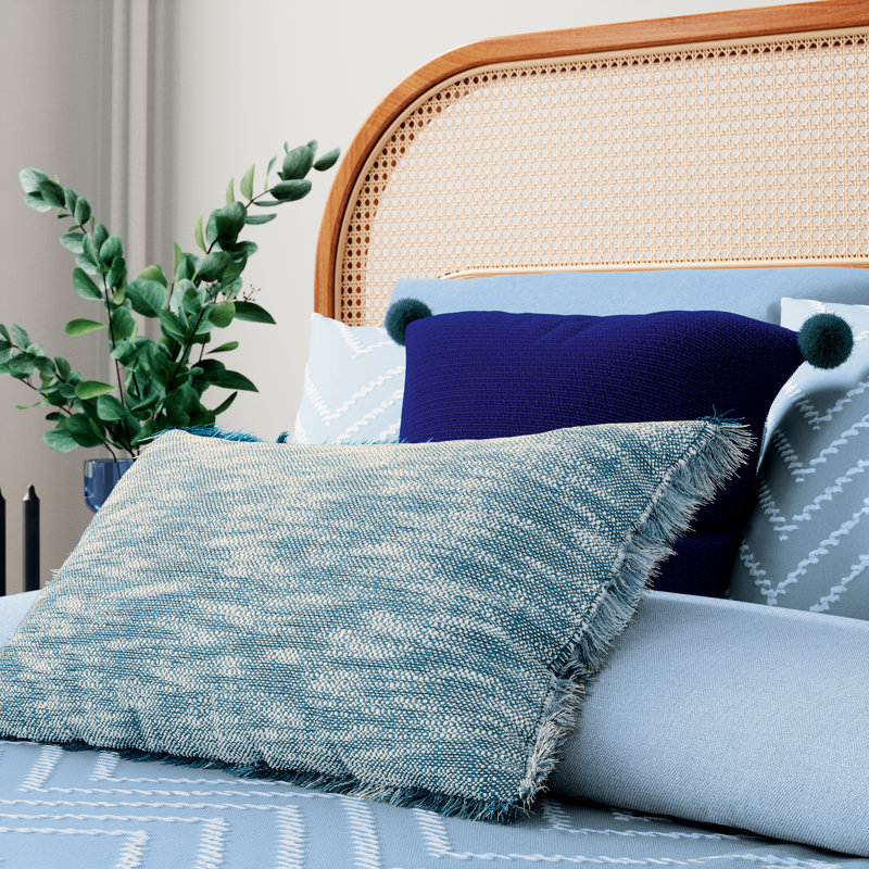 Pom Pom Cushion 45x45cm, Dark Blue