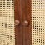 Grand lit escamotable, armoire-lit en bois de pin avec centrale électrique et panneau de décoration en rotin, noyer-130166851