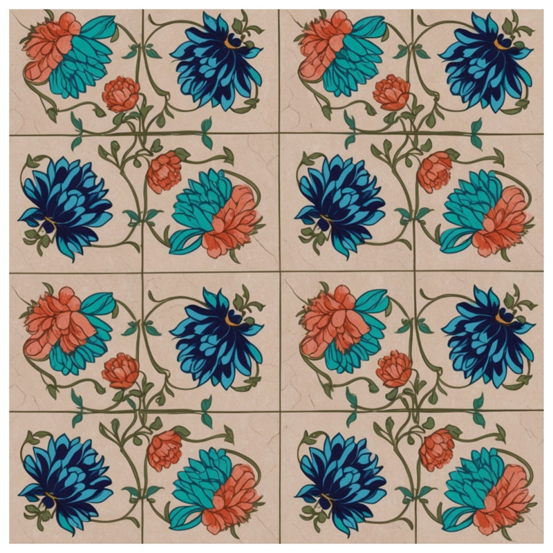Tapisserie murale à motif floral, H 50 po x l 60 po avec 4 œillets