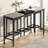 Rectangular MDF Kitchen Table Set with 3 Hanging Stools, Gray and Matte Black, 60.24 Inches Long