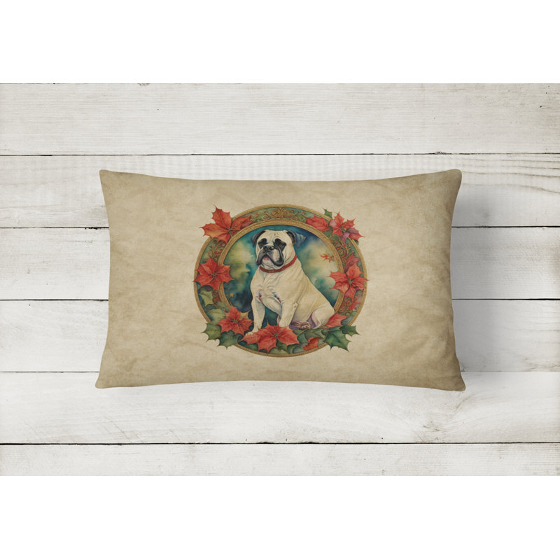 Coussin Christmas, 12 po x 16 po, Bullmastiff, Rectangulaire