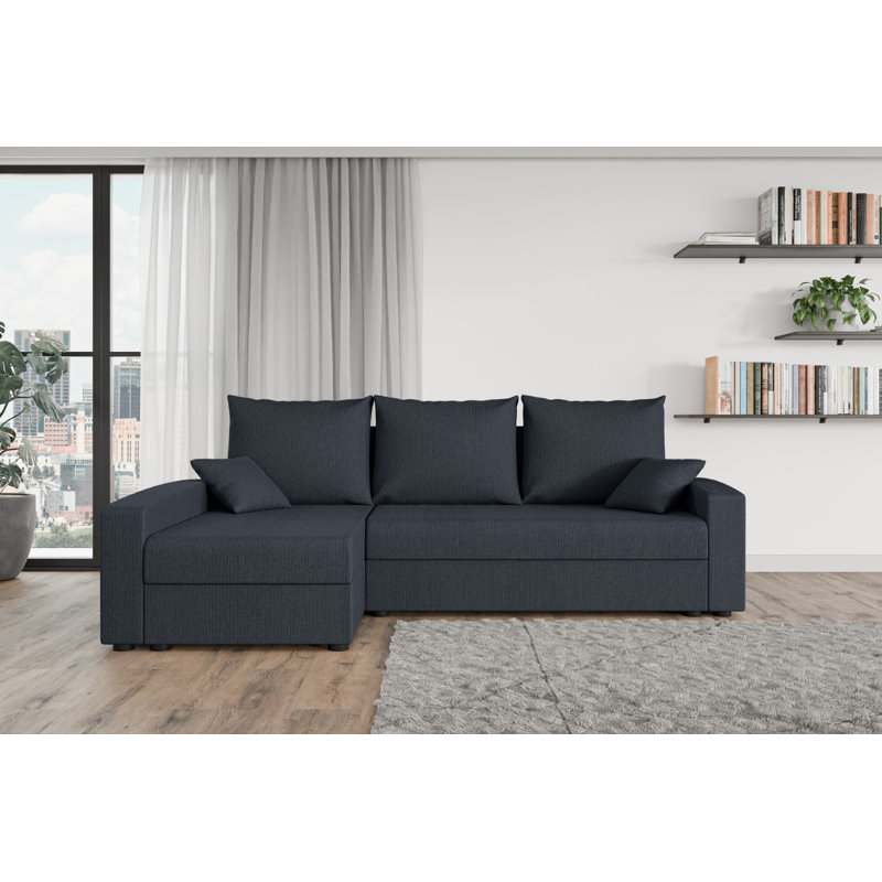 Shray 3 Seater Corner Sofa , Black - Cord205.05