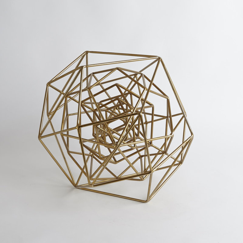 Geo Sculpture, 8" H x 10" W x 10" D, Gold