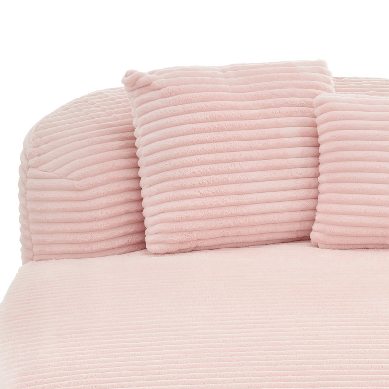 Modern Chaise Lounge Sofa Boneless Couch,Sofa Bed Compression Sofa Couch with Two Supportive Pillows for Living Room, Pink