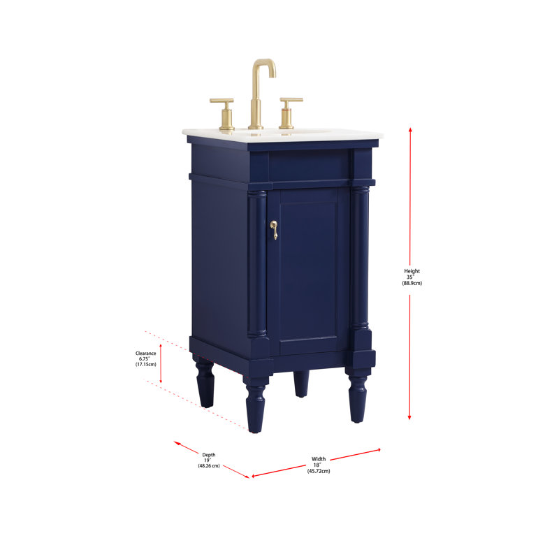 Ensemble de meuble-lavabo simple 18 po Lexington, Bleu, Blanc