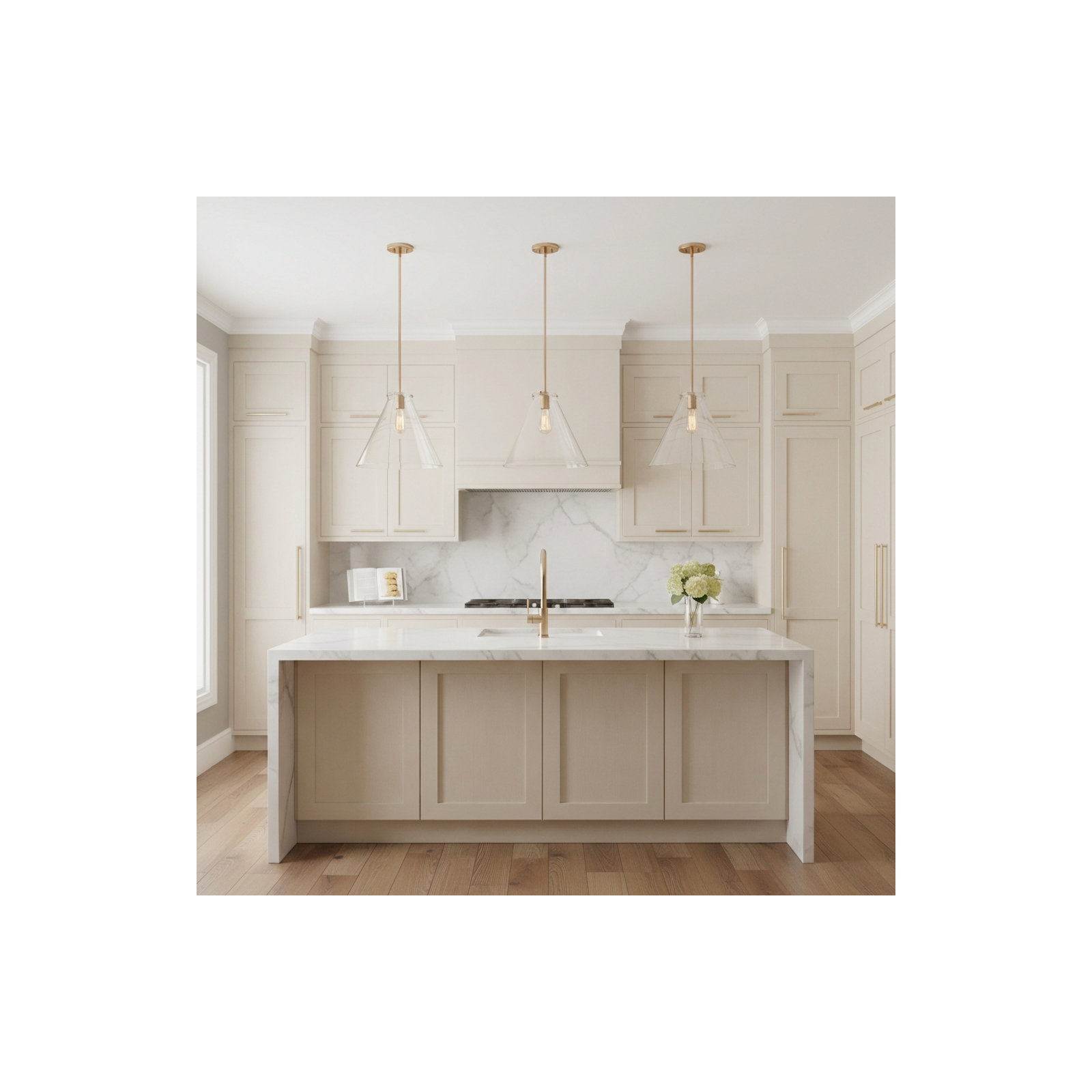 Catryn Single Light Glass Dimmable Pendant, Satin Brass