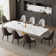 Terrile Dining Table Set for 6-10 with 94.5'' Extendable Sintered Stone Top 8 Faux Leather Chairs
