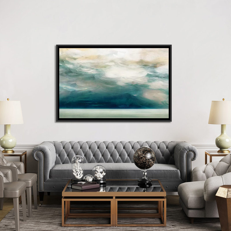 « ocean breeze ii », reproduction d’impression sur toile, H 32 po x l 48 po x P 1,5 po, Toile avec cadre noir, Pas de tapis