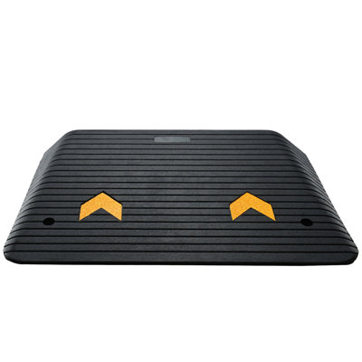 Rubber Threshold Ramp, 4" Rise Wheelchair Ramp Doorway, Recycled Rubber Power Curb Ramp Rated 33069 Lbs Load Capacity, Non-Slip Textured Surface Rubber Ramp for Wheelchair Car Scooter