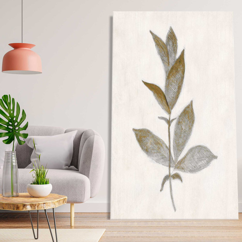 Bronze Leaf II par Tava Studios - Peinture, L 27,5 po x H 43,5 po, Encadrement brun