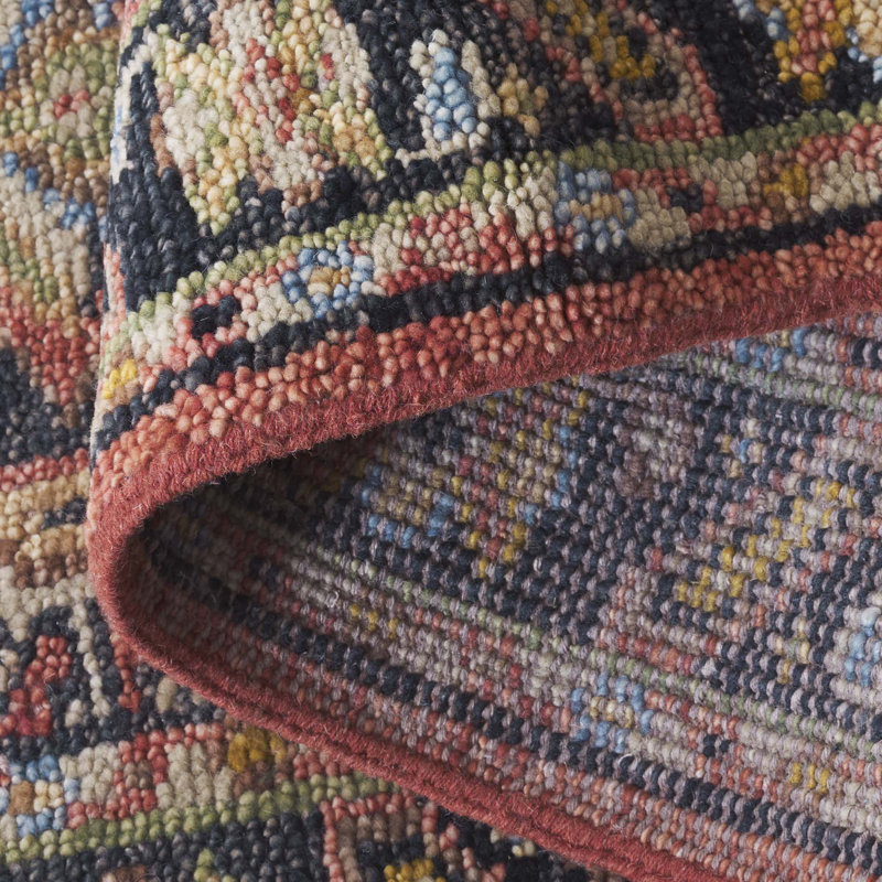 Hand Knotted Wool/Cotton Oriental Rug in Rust/Blue, Rectangle 6' x 9'