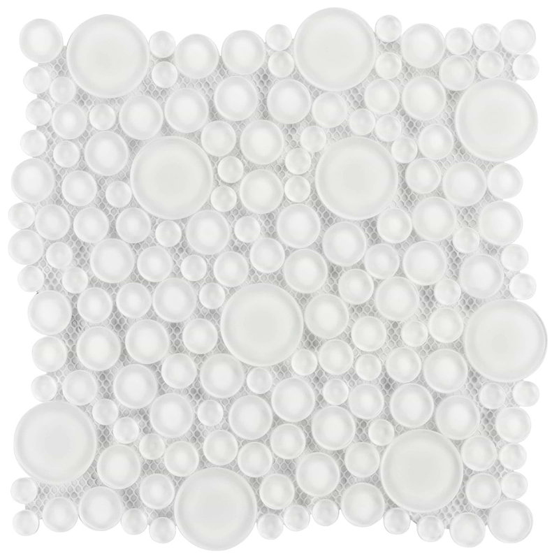 Spa Super White Circles Glass Tiles