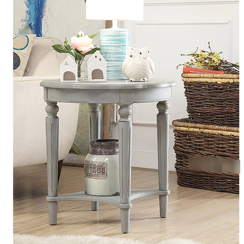 Table de bout élégante avec finition ardoise antique et armoire ronde