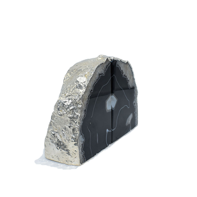 Serre-livres antidérapant Agate, Noir / argent, H 4,5 po x l 5,5 po x P 2 po
