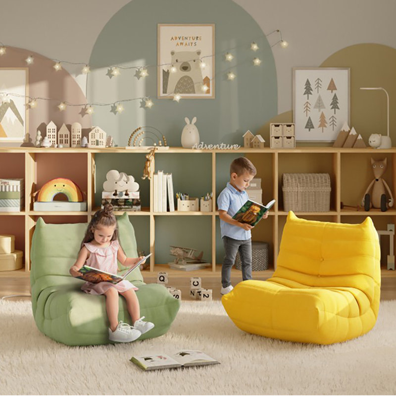 Fauteuil d'appoint rembourré en mousse Lily Kids, Sauge