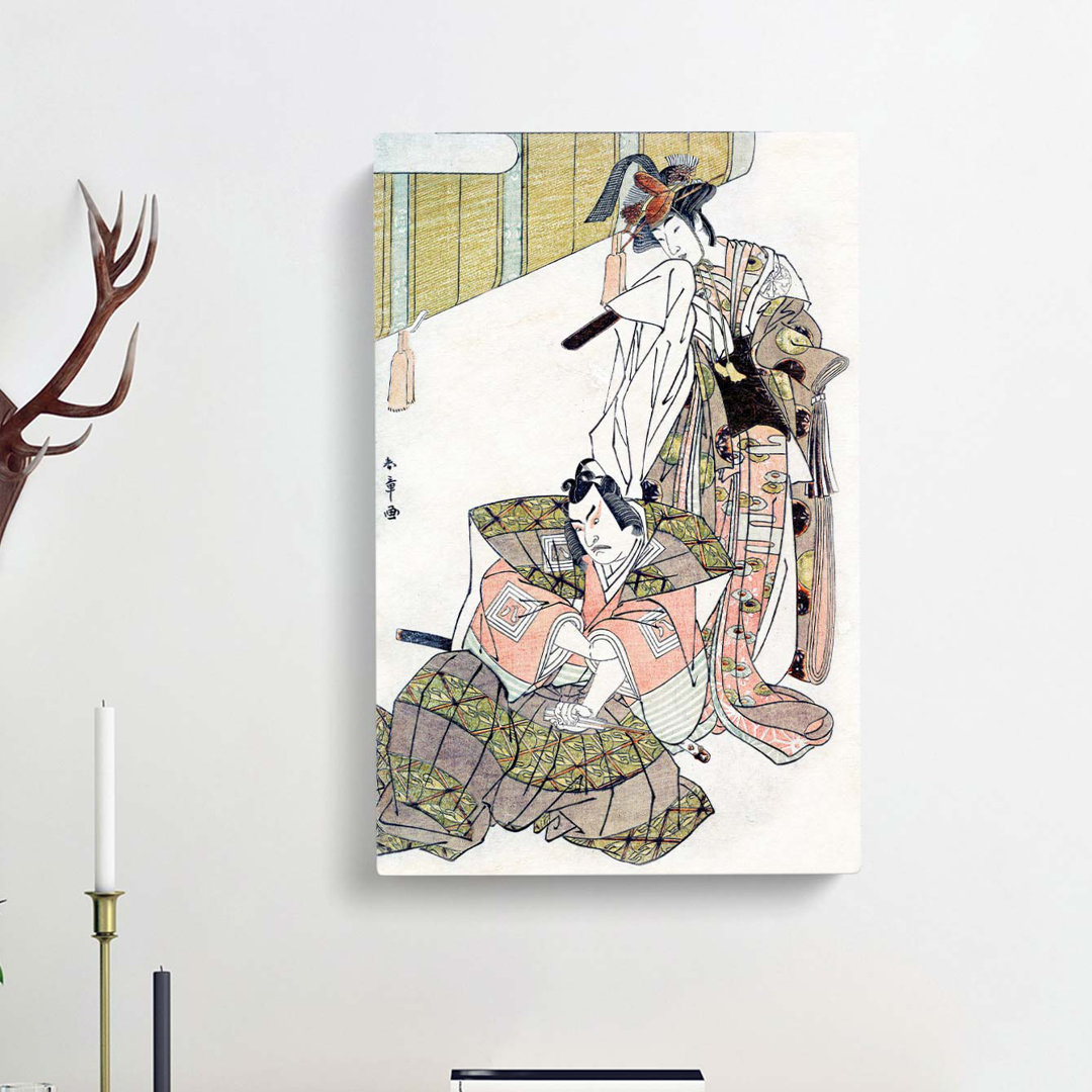 Ichikawa Yaozo and Mimasu Tokujiro by Katsukawa Shunsho - Wrapped Canvas
