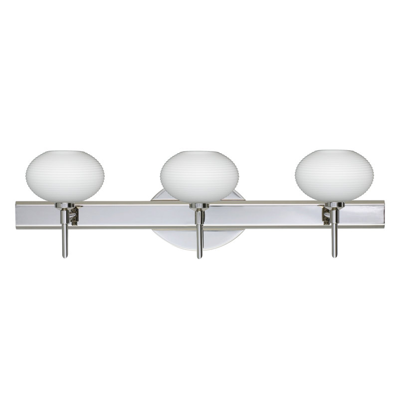 Éclairage pour meuble-lavabo 3 lumières Lasso, Nickel satiné, Opale matte, Incandescent