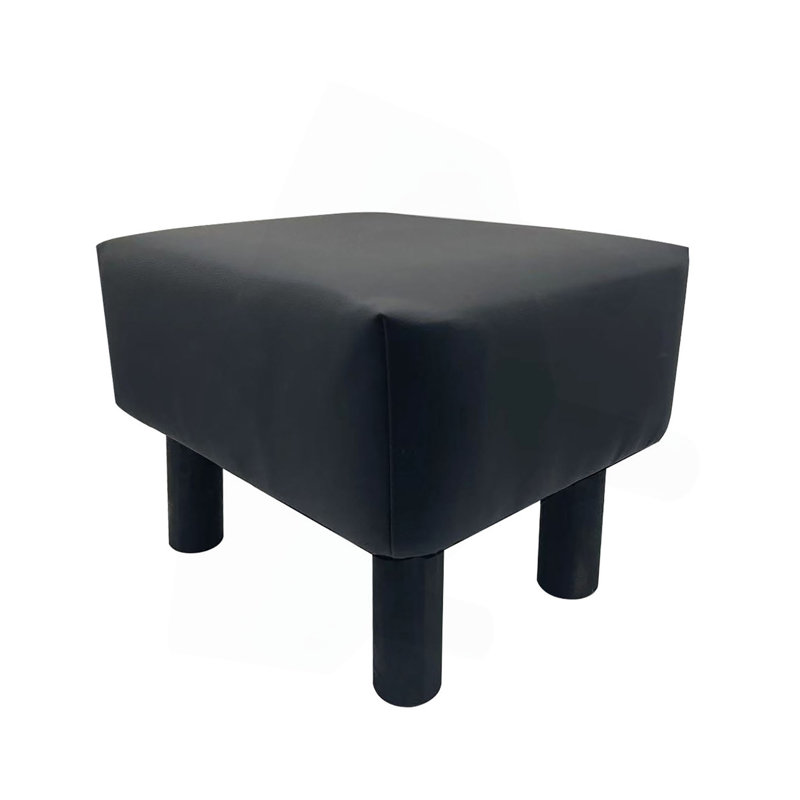 Contemporary Footstool Set Of 2Pc, Black Upholstery And Wooden Legs（ONLY OTTOMAN)