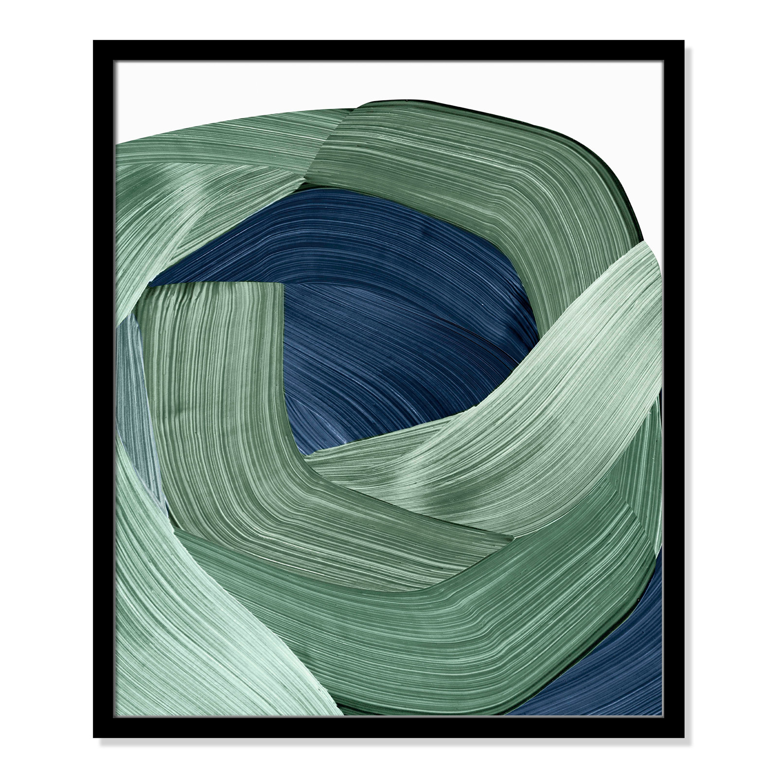 Inga "Harmonious Green II" Painting, 16.25" H x 14.25" W x 0.88" D, Silver