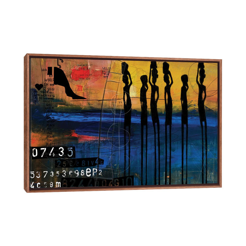 Tribes Men par Nikki Chu - imprimé, H 40 po x l 60 po x 1,5 po, Cadre brun classique