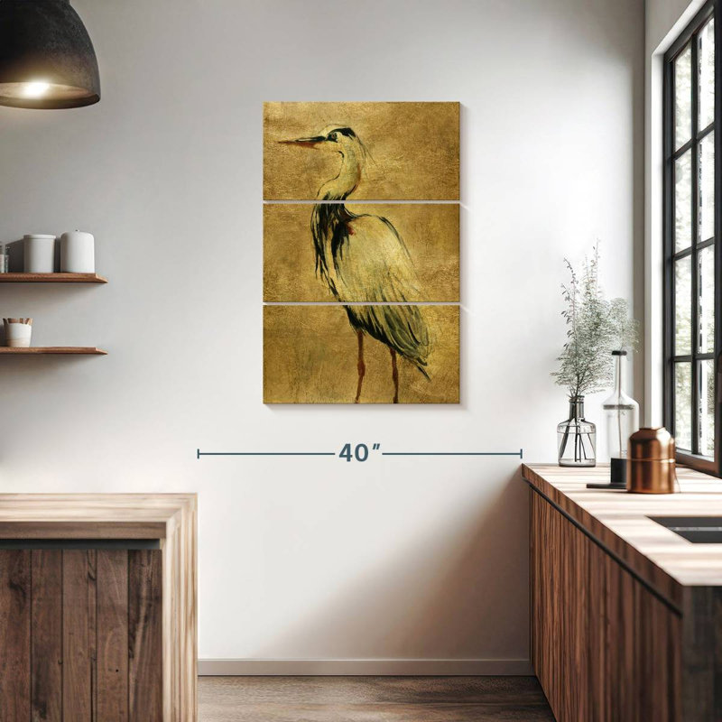 Brampt Gold Crane au crépuscule II, H 38 po x l 24 po