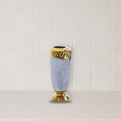Regal Stone Vase with Gold Accents