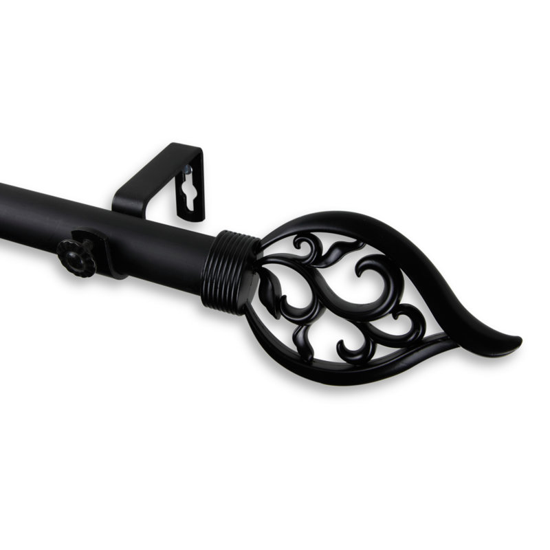 Tringle à rideaux simple Rinker, Noir, l 66 à 120 po