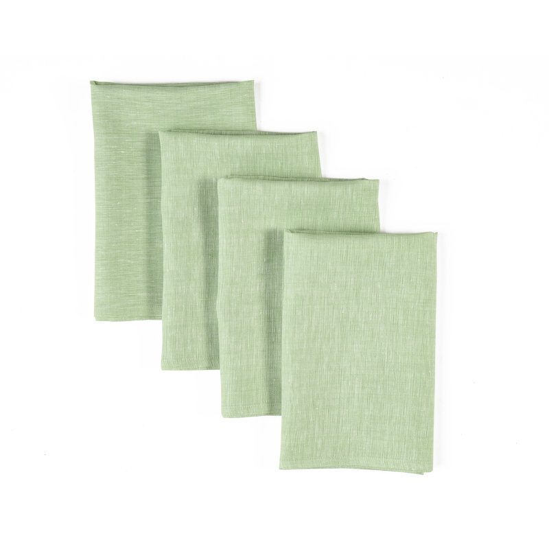 100% Pure Linen Dinner Napkins - Athena, Chambray Green